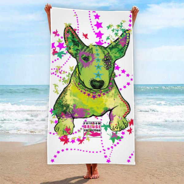 Badehandtuch Roxy – Popart-Hundemotiv, 75x165 cm, 100 % Polyester, weich & schnelltrocknend